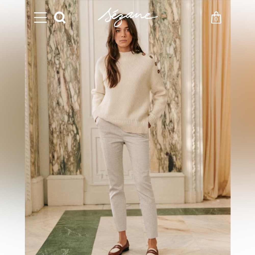 Sezane Clara Pant Camel/ecru size EU36